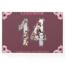 Big 14th Birthday Foto Collage Bloemenmeisje Pink