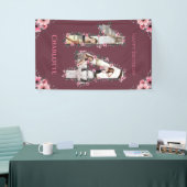 Big 14th Birthday Foto Collage Pink Bloemenmeisje Spandoek (Beurs)