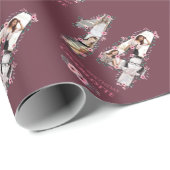 Big 14th Birthday Photo Girl Collage Pink Flower Cadeaupapier (Rol Hoek)