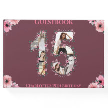 Big 15th Birthday Foto Collage Bloemenmeisje Pink