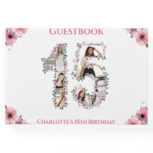 Big 15th Birthday Foto Collage Bloemenmeisje White