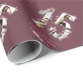 Big 15th Birthday Photo Girl Collage Pink Flower Cadeaupapier (Rol Hoek)