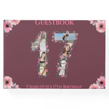 Big 17th Birthday Foto Collage Bloemenmeisje Pink