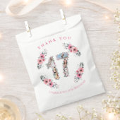 Big 17th Girl Birthday Foto Collage Pink Flower Bedankzakje (Geknipt)