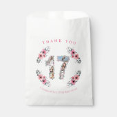 Big 17th Girl Birthday Foto Collage Pink Flower Bedankzakje (Voorkant)