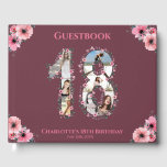 Big 18th Birthday Foto Collage Bloemenmeisje Pink Gastenboek<br><div class="desc">Creëer een achttiende verjaardag zeven foto's collage in een 18-voudige vorm. Verkleurd met mooie en mooie waterverf bloemen en groen bladeren. Geweldig cadeau van 18e verjaardag voor meisjes. Speciaal nummer 18 fotocollage voor een uniek en zeer speciaal product.</div>