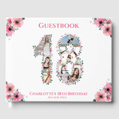 Big 18th Birthday Foto Collage Bloemenmeisje White Gastenboek (Voorkant)