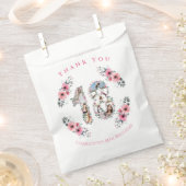 Big 18th Girl Birthday Foto Collage Pink Flower Bedankzakje (Geknipt)