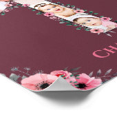 Big 1st Birthday Girl Foto Collage Pink Flower Poster (Hoek)