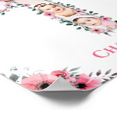 Big 1st Birthday Girl Foto Collage Pink Flower Poster (Hoek)