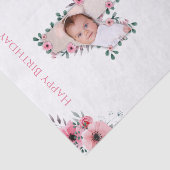 Big 1st Birthday Girl Foto Collage Pink Flower Tissuepapier (Detail)