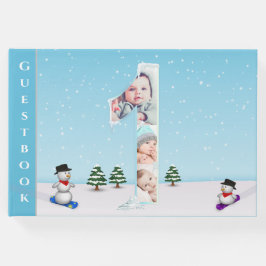 Big 1st Birthday Winter Snow Ice Collage Foto Gastenboek
