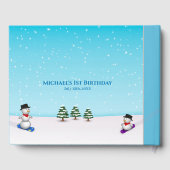 Big 1st Birthday Winter Snow Ice Collage Foto Gastenboek (Achterkant)