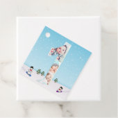 Big 1st Birthday Winter Snow Ice Photo Collage Bedankjes Labels (In situ)