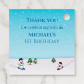 Big 1st Birthday Winter Snow Ice Photo Collage Bedankjes Labels (Achterkant)