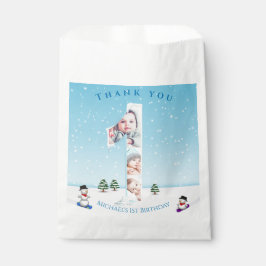 Big 1st Birthday Winter Snow Ice Photo Collage Bedankzakje