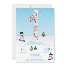 Big 1st Birthday Winter Snow Ice Photo Collage