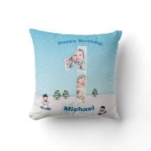 Big 1st Birthday Winter Snow Ice Photo Collage