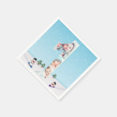 Big 1st Birthday Winter Snow Ice Photo Collage Servet (Hoek)