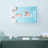 Big 1st Birthday Winter Snow Ice Photo Collage Spandoek (Beurs)
