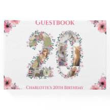 Big 20th Birthday Foto Collage Bloemenmeisje White