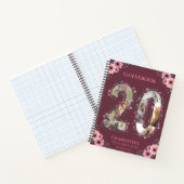 Big 20th Birthday Foto roze flower Guest Book Notitieboek (Binnen)