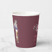 Big 21st Birthday Pink Flower Photo Collage Woman Papieren Bekers (Links)