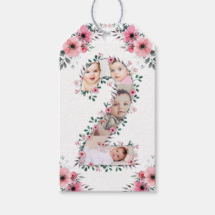 Big 2nd Birthday Girl Foto Collage Pink Flower Cadeaulabel