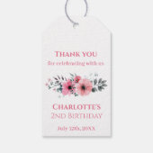 Big 2nd Birthday Girl Foto Collage Pink Flower Cadeaulabel (Achterkant)