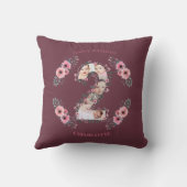 Big 2nd Birthday Girl Foto Collage Pink Flower Kussen (Achterkant)