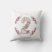 Big 2nd Birthday Girl Foto Collage Pink Flower Kussen (Achterkant)