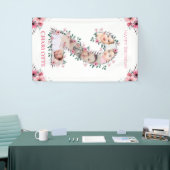 Big 2nd Birthday Girl Foto Collage Pink Flower Spandoek (Beurs)