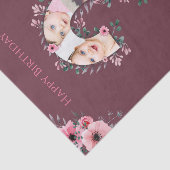 Big 2nd Birthday Girl Foto Collage Pink Flower Tissuepapier (Detail)