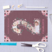 Big 2nd Birthday Girl Foto Collage Pink Flower Tissuepapier (Craft)