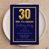 Big 30 Surprise Birthday Party Navy Blue Kaart
