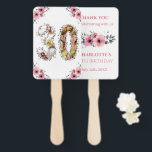 Big 30th Birthday Foto Collage Pink Flower White Handwaaier<br><div class="desc">Creëer een dertigste verjaardag zeven foto's collage in een dertigtal vorm. Verkleurd met mooie en mooie waterverf bloemen en groen bladeren. Geweldig 30e verjaardag cadeau voor vrouwen. Speciaal nummer 30 fotocollage voor een uniek en zeer speciaal product.</div>
