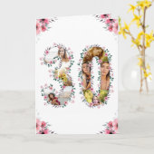 Big 30th Birthday Foto Collage Pink Flower White Kaart (Gele Bloem)