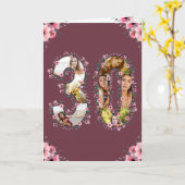 Big 30th Birthday Foto Collage Pink Flower Woman Kaart (Gele Bloem)