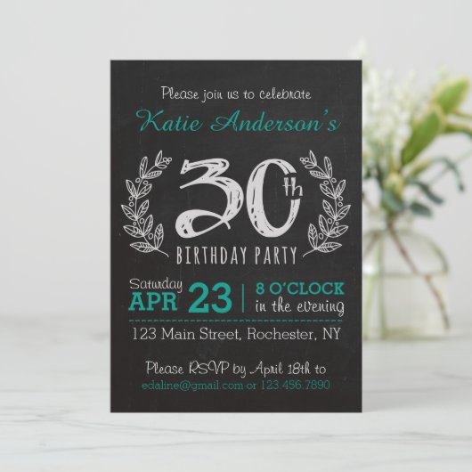 Big 30th Birthday Invitation Kaart (Staand voorkant)