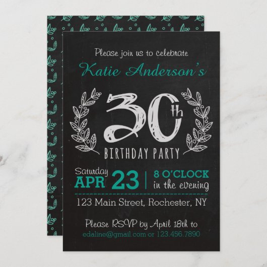 Big 30th Birthday Invitation Kaart (Voorkant / Achterkant)