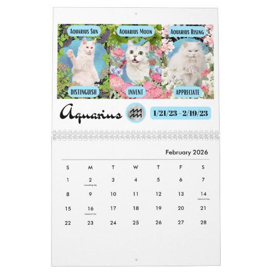 Big 3 Signs as Cats in de tuin 2023 kalender (Feb 2026)