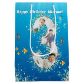 Big 3rd Birthday Foto collage onder het Zee Medium Cadeauzakje (Achterkant)
