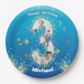 Big 3rd Birthday Foto collage onder het Zee Papieren Bordje (Voorkant)