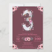 Big 3rd Birthday Girl Foto Collage Pink Flower in Kaart (Voorkant)