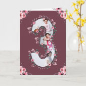 Big 3rd Birthday Girl Foto Collage Pink Flower Kaart (Gele Bloem)