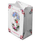 Big 3rd Birthday Girl Foto Collage Pink Flower Medium Cadeauzakje (Achterkant Gekanteld)