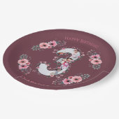 Big 3rd Birthday Girl Foto Collage Pink Flower Papieren Bordje (Gekanteld)