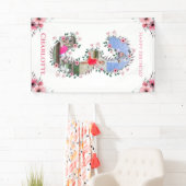 Big 3rd Birthday Girl Foto Collage Pink Flower Spandoek (Insitu)