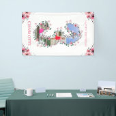 Big 3rd Birthday Girl Foto Collage Pink Flower Spandoek (Beurs)