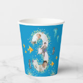 Big 3rd under Zee Birthday Photo Collage Papieren Bekers (Voorkant)